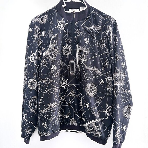 Liz Golf Jackets & Blazers - Vintage Liz Golf Nautical Map Womens M Coastal Preppy 90s Windbreaker Pullover
